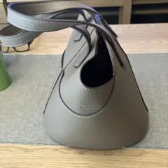 グレー レザー トートバッグ