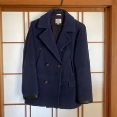 BEAUTY & YOUTH ネイビー ダブルブレストピーコート S