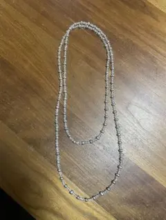 淡水パール　ロングネックレス　ビーズ　58cm おしゃれ　可愛い　グレー
