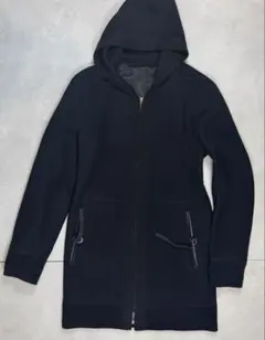 COMME CA MEN フード付きウールコート 黒 ジップ仕様 日本製 L