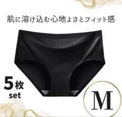 シームレスショーツ レディース ブラック 黒 パンツ　5枚セット 下着 女性 M
