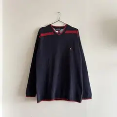 【TOMMYHILFIGER】古着　ニット　トミー　ネイビー　ロングニット