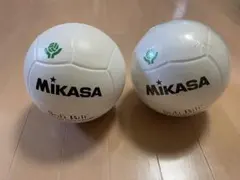 未使用 ミカサ 白革 5号球 検定球 準検定球 天然皮革バレーボール 2球
