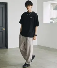 EMMA CLOTHES ストレッチ 1タック ワイド スラックス パンツ