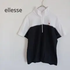 エレッセ ellesse ハーフジップ半袖シャツ ロゴ刺繍 バイカラー スポーツ