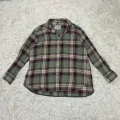 niko and ニコアンド カラーマドラスチェックシャツ 長袖 モスグリーン