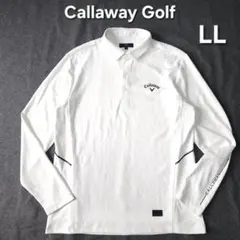 近年モデル 美品 Callaway 長袖ゴルフポロシャツ 白 カモフラ柄 LL