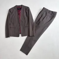 美品 green label relaxing パンツスーツ ノーカラー　洗える