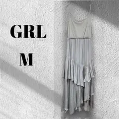 GRL　ティアードキャミワンピース　M　シルバーグレー　ロング丈◆M3667