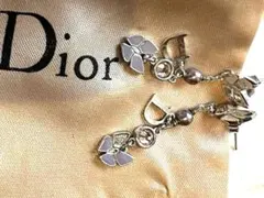 ディオール ☆ロングピアス　バタフライ蝶 スイングピアス　ラインストーン ロゴ