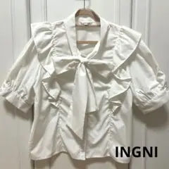 INGNI ボウタイフリルブラウス 半袖 ホワイトのサムネイル