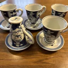 有田焼〈青花〉カップとソーサー5客セット