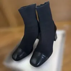 RANDA ストレッチ チャンキーヒールニットブーツ L