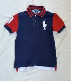 ポロラルフローレン　ポロシャツネイビー/レッド　国旗　ビックポニー　130