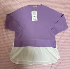 新品　未使用　hareiro 切替ニット パープル Mサイズ カットソー 長袖
