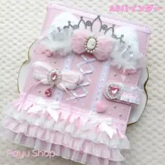 Ａ５マカロンバインダー ６穴 レースデコ ピンク ねこ耳 プリンセス カメオ