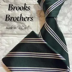 【美品】ブルックスブラザーズ ネクタイ ストライプ レジメンタル グリーン