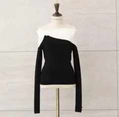 Ribbon Motif Off Shoulder Knit Top