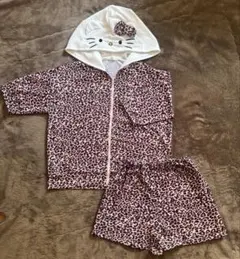 キティちゃん ヒョウ柄 レオパードジップパーカー 上下セット　M パジャマ