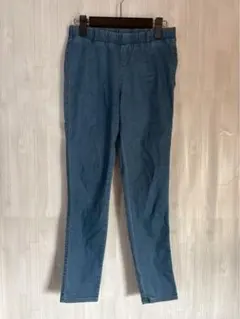 【93】GU ストレッチデニム　レギンス　L　ブルー