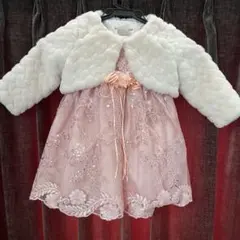 ピンク刺繍ベビードレス80サイズ&ボレロ100サイズ&シューズ13㎝