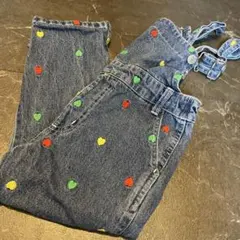 ハート刺繍 デニムオーバーオール 100cm