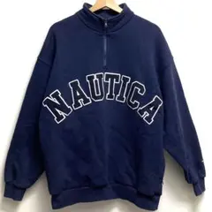 NAUTICA 巨大アーチロゴ ハーフジップヘビーウエイトスウェット ネイビー