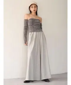 snidel スナイデル スウェットタックワイドパンツ グレー