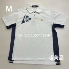 超美品 ルコックスポルティフ メンズ ゴルフ 白柄 ポロシャツ サイズM