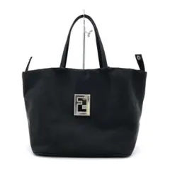 【FENDI】トートバッグ　FF金具　シルバー金具　ナイロン　ブラック