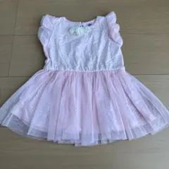 花柄刺繍ピンクレースワンピース　90