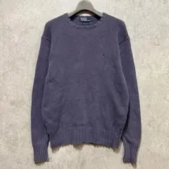 90s Ralph Lauren ダークパープル コットン ニットセーター L