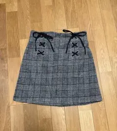 INGNI チェック柄 レースアップ ミニスカート グレー