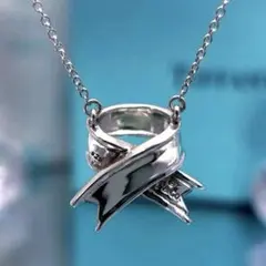 【美品】ティファニー　 クロス　リボン　ネックレス　シルバー　925のサムネイル