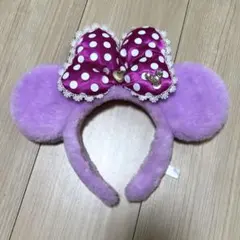 ミニーマウス　紫色 冬用カチューシャ