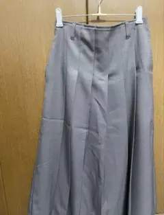 グレー プリーツミディスカート ゴムウエスト　GU