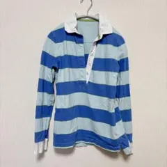MERONA 長袖ポロシャツ 【XS 】青と水色ストライプ