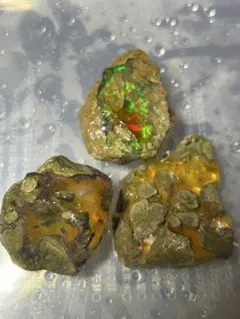 エチオピア オパール 3個セット 計270ct 遊色 原石