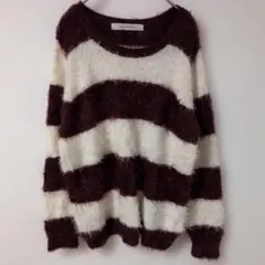 BLue Strive【М】長袖　ボーダー　ぬくぬく　レッド　ホワイト