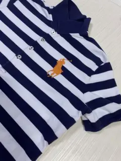 Ralph Lauren ネイビー/ホワイト ストライプ ポロシャツ XL