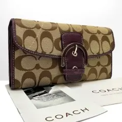 美品 COACH コーチ ソーホー ロゴ柄 長財布 キャンバス イエロー 黄 