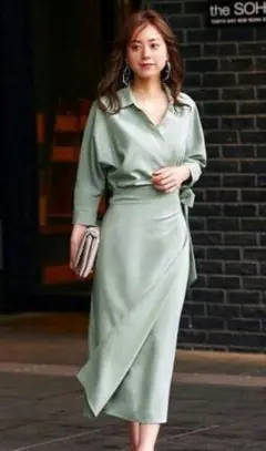 【新品:税込15,378円】ルイルエブティック　カシュクールハンサムワンピース