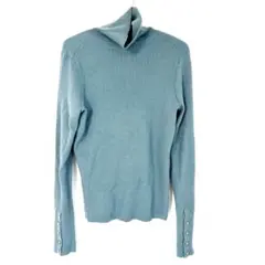 DISCOAT ナイロン混 リブタートルニット 袖ボタン FREE