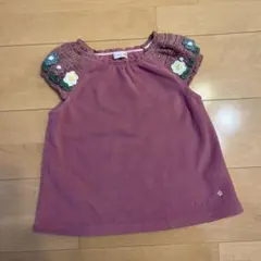 knit plannerフラワー刺繍 ベスト プラム色