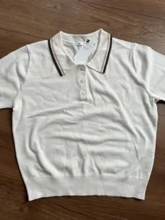 GU ジーユー ポロセーター(半袖)Q オフホワイト S サイズ 351955