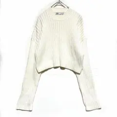 ZARA ザラ ショート丈 ニット S アイボリー リブニット 長袖　ホワイト