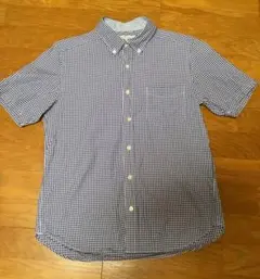 グリーンレーベル　ギンガム（青×白）半袖シャツ