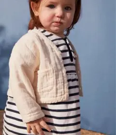 プチバトー ダブルガーゼ カーディガン 24m 80cm 85cm ホワイト