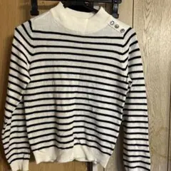earth music&ecology ストライプタートルネックセーター S