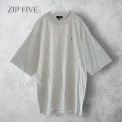 【ZIP FIVE ジップファイブ】　花刺繍　ワンポイント　Tシャツ　綿100%